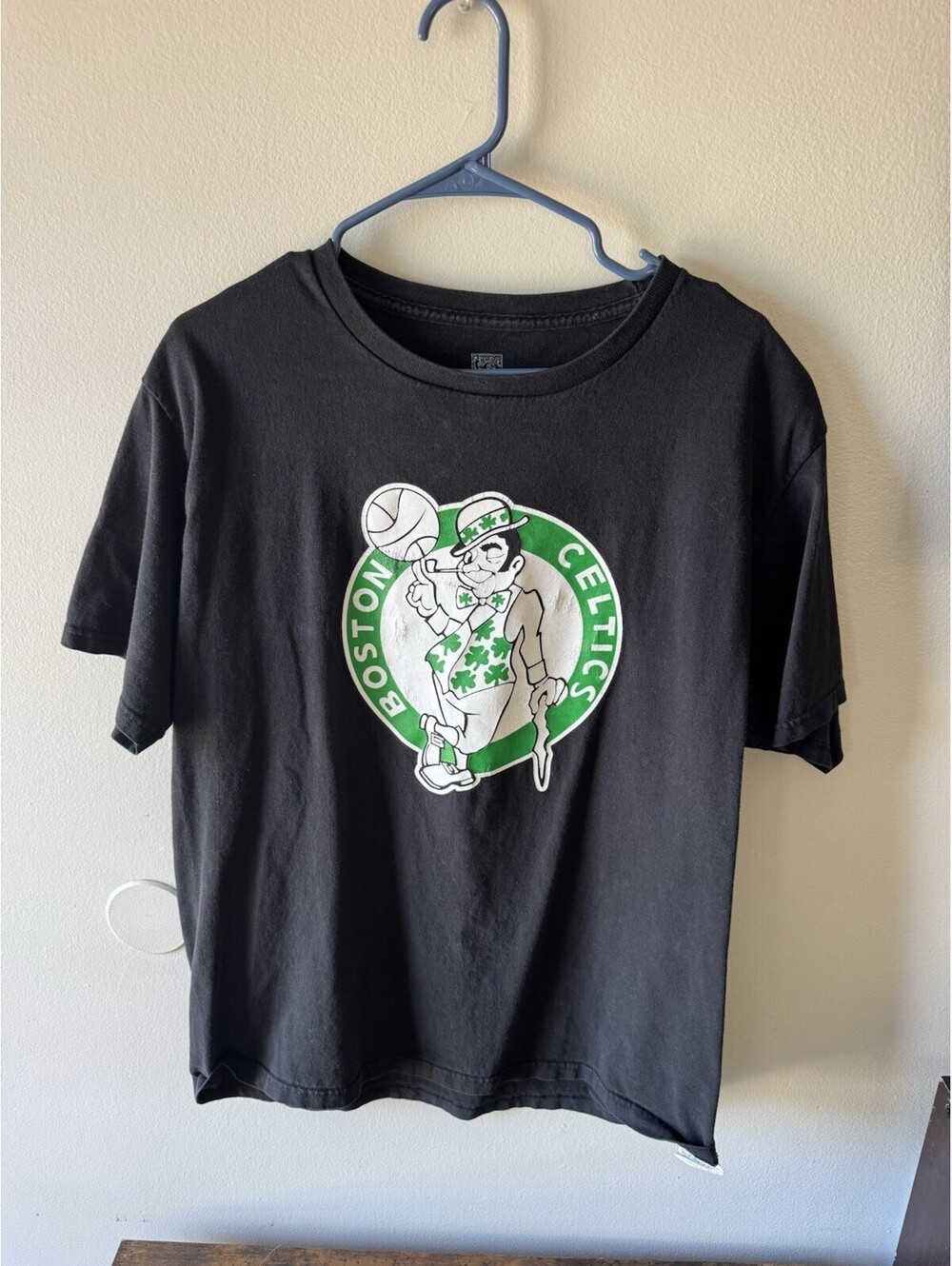 VTG Majestic Boston Celtics Leprechaun Larry Bird #33 Black Men's T-Shirt Size L